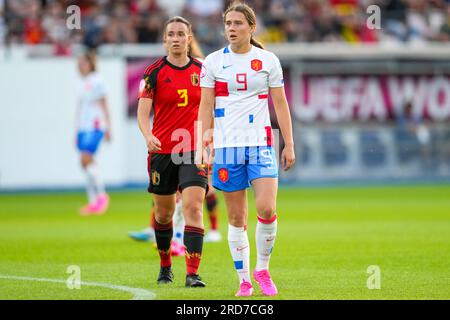 Leuven, Belgique. 18 juillet 2023. Hanna Huizenga des pays-Bas U19 lors du Championnat d'Europe féminin des moins de 19 ans de l'UEFA 2022/23 match de Groupe A entre la Belgique et les pays-Bas à Den Dreef le 18 juillet 2023 à Leuven, Belgique (photo d'Orange Pictures) crédit : Orange pics BV/Alamy Live News Banque D'Images