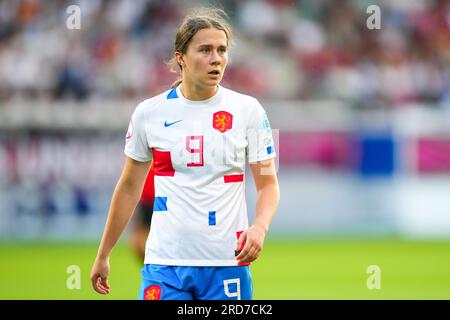 Leuven, Belgique. 18 juillet 2023. Hanna Huizenga des pays-Bas U19 lors du Championnat d'Europe féminin des moins de 19 ans de l'UEFA 2022/23 match de Groupe A entre la Belgique et les pays-Bas à Den Dreef le 18 juillet 2023 à Leuven, Belgique (photo d'Orange Pictures) crédit : Orange pics BV/Alamy Live News Banque D'Images