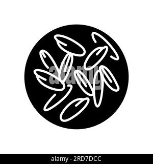 Icône de ligne noire riz. Super aliment biologique naturel. Illustration de Vecteur