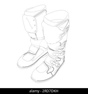 Contour de bottes moto ligne illustration vectorielle d'icône. Protection des jambes. Illustration de Vecteur