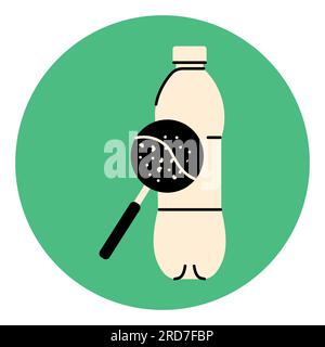 Icône en forme de Microplastic dans une bouteille d'eau en forme de ligne noire. Pollution des océans. Pictogramme pour page Web, application mobile, Promo. Illustration de Vecteur