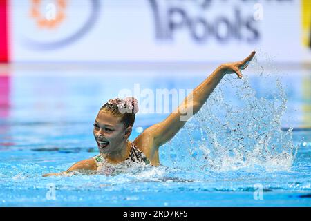 Fukuoka, Japon. 19 juillet 2023. Audrey Lamothe, du Canada, participe à la finale de natation artistique féminine des Championnats du monde de natation 2023 qui a eu lieu à Fukuoka, au Japon, le 19 juillet 2023. Crédit : Zhang Xiaoyu/Xinhua/Alamy Live News Banque D'Images