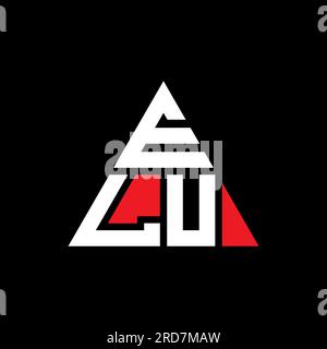 Logo de lettre triangle ELU avec forme de triangle. Monogramme de logo triangle ELU. Modèle de logo vecteur triangle ELU avec couleur rouge. ELU triangul Illustration de Vecteur