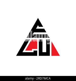 Logo de lettre triangle ELU avec forme de triangle. Monogramme de logo triangle ELU. Modèle de logo vecteur triangle ELU avec couleur rouge. ELU triangul Illustration de Vecteur