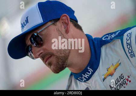 Hampton, Géorgie, États-Unis. 8 juillet 2023. Pilote NASCAR Xfinty, Daniel Hemric (11) prend la piste pour se qualifier pour les uniformes Alsco 250 à l'Atlanta Motor Speedway à Hampton GA. (Image de crédit : © Walter G. Arce Sr./ZUMA Press Wire) USAGE ÉDITORIAL SEULEMENT! Non destiné à UN USAGE commercial ! Banque D'Images