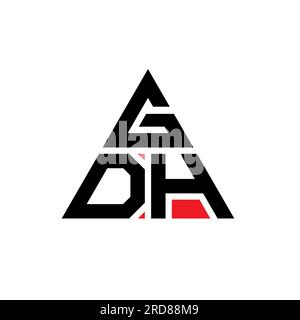 Logo de lettre triangle GDH avec forme de triangle. Monogramme de logo triangle GDH. Modèle de logo vecteur triangle GDH avec couleur rouge. GDH triangul Illustration de Vecteur