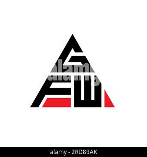 Logo de lettre triangle GFW avec forme de triangle. Monogramme de logo triangle GFW. Modèle de logo vectoriel triangle GFW avec couleur rouge. GFW triangul Illustration de Vecteur