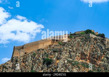 Le 18e siècle Palamidi forteresse citadelle avec un bastion sur la colline, Nauplie, Péloponnèse, Grèce, Europe Banque D'Images