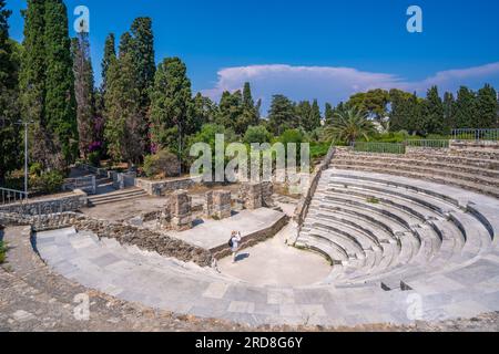 Vue de l'Odéon romain de Kos, ville de Kos, Kos, Dodécanèse, îles grecques, Grèce, Europe Banque D'Images