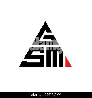 Design de logo de lettre triangle GSM avec forme de triangle. Monogramme de conception de logo triangle GSM. Modèle de logo vecteur triangle GSM avec couleur rouge. GSM triangul Illustration de Vecteur