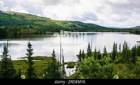 St-urbain, Canada - juillet 17 2023 : vue panoramique arial dans le parc national des Grands Jardins au Québec Banque D'Images