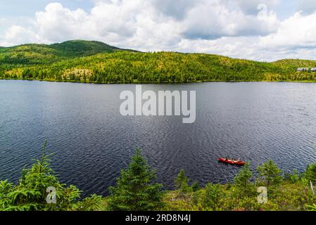 St-urbain, Canada - juillet 17 2023 : vue panoramique arial dans le parc national des Grands Jardins au Québec Banque D'Images