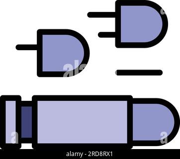 Vecteur de contour d'icône de balle rapide. Pistolet de vitesse. Plan de mouvement volant à plat Illustration de Vecteur