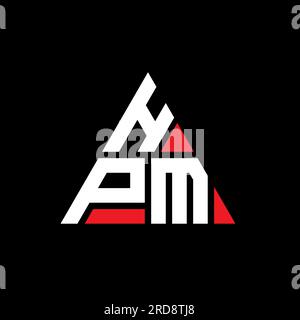 Logo de lettre triangle HPM avec forme de triangle. Monogramme de logo triangle HPM. Modèle de logo vecteur triangle HPM avec couleur rouge. HPM triangul Illustration de Vecteur