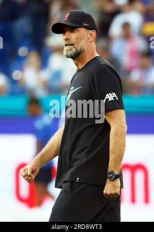 Karlsruhe, Allemagne. 19 juillet 2023. Football : matchs d'essai, Karlsruher SC - FC Liverpool : l'entraîneur de Liverpool Jürgen Klopp réagit après le match. Crédit : Philipp von Ditfurth/dpa/Alamy Live News Banque D'Images