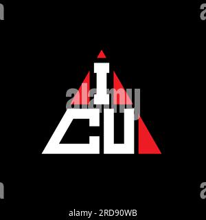 Logo de lettre triangle ICU avec forme de triangle. Monogramme de logo triangle ICU. Modèle de logo vecteur triangle ICU avec couleur rouge. ICU triangul Illustration de Vecteur