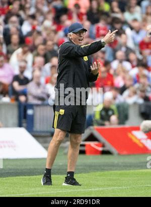 Edimbourg, Royaume-Uni. 19 juillet 2023. Amical de pré-saison - Manchester United FC - Olympique Lyonnais 19/7/2023. L'entraîneur de l'Olympique Lyon, Laurent blanc, pendant le match alors que Manchester United affronte l'Olympique Lyonnais lors d'un match amical de pré-saison au Murrayfield Stadium, Édimbourg, Écosse, Royaume-Uni crédit : Ian Jacobs/Alamy Live News Banque D'Images