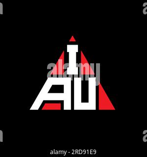 Logo lettre triangle IAU avec forme de triangle. Monogramme de logo triangle IAU. Modèle de logo vecteur triangle IAU avec couleur rouge. IAU triangul Illustration de Vecteur