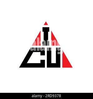 Logo de lettre triangle ICU avec forme de triangle. Monogramme de logo triangle ICU. Modèle de logo vecteur triangle ICU avec couleur rouge. ICU triangul Illustration de Vecteur