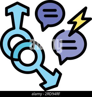 Vecteur de contour d'icône de stéréotype de genre. Violence des femmes. Égalité sociale couleur plat Illustration de Vecteur