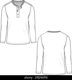 Homme décontracté col boutonné t-shirt manches longues mode technique dessin plat Illustration de Vecteur