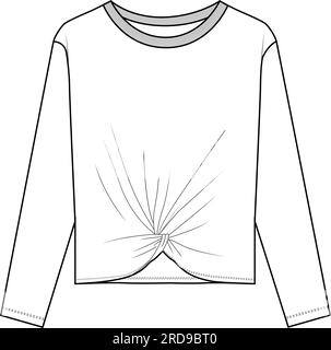 Haut décontracté à manches longues torsadé sur le devant modèle de dessin Illustration de Vecteur
