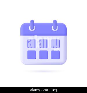 icône de calendrier 3d dans un style de dessin animé minimaliste. illustration vectorielle isolée sur fond blanc. Illustration de Vecteur