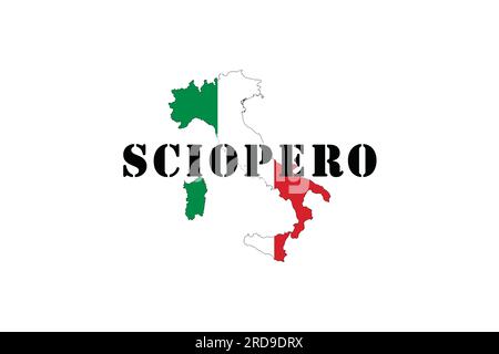 grève en italie, salaires trop bas et risque de fermeture des services. Syndicats contre les industriels, service de transport en crise. longe d'italie et drapeau Banque D'Images