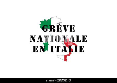 grève en italie, salaires trop bas et risque de fermeture des services. Syndicats contre les industriels, service de transport en crise. longe d'italie et drapeau Banque D'Images