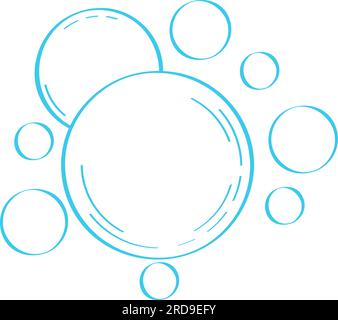 Bulle d'eau dans le style doodle. Bulles illustration dessinée à la main. Lignes gouttes d'eau dans le style d'esquisse. Mousse goutte, fizz ou contour de soda. Illustration de Vecteur
