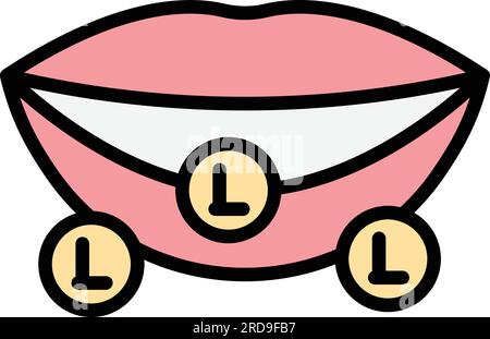 Vecteur de contour d'icône de prononciation de lettre. Animation buccale. Couleur de l'expression sonore plate Illustration de Vecteur