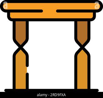 Vecteur de contour d'icône de table de pique-nique haut. Chaise pliante. Couleur de jardin compact plat Illustration de Vecteur