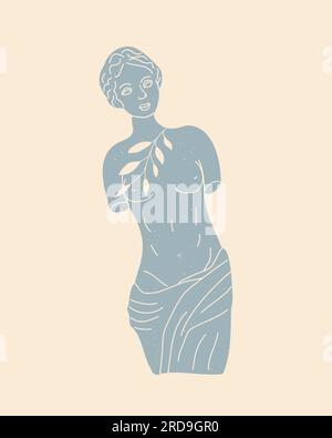 statue antique d'une femme grecque dans le style de bande dessinée Illustration de Vecteur