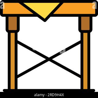 Vecteur de contour d'icône de tableau pliable. Banc pliant. Table en fer couleur plat Illustration de Vecteur