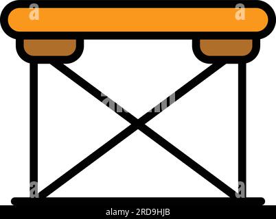 Vecteur de contour d'icône de table de camp. Meuble en plastique. Couleur pique-nique extérieur plat Illustration de Vecteur