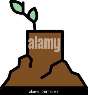 Vecteur de contour d'icône de tronc d'arbre. Souche de bois. Couper la bûche de couleur à plat Illustration de Vecteur