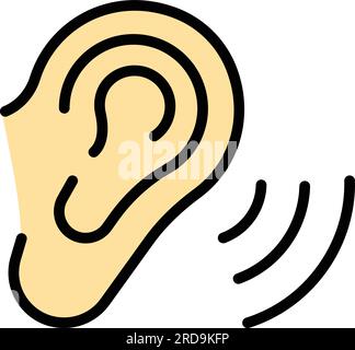 Vecteur de contour d'icône d'articulation enfant. Développement de la parole. Bouche parlante de couleur plate Illustration de Vecteur