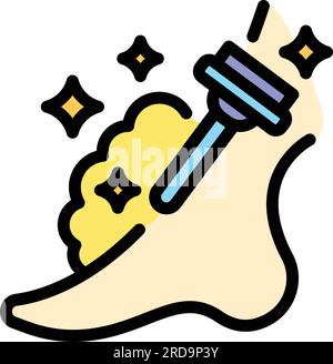 Vecteur de contour d'icône de soin de pédicure. Beauté des pieds. Couleur de lotion de pieds plat Illustration de Vecteur