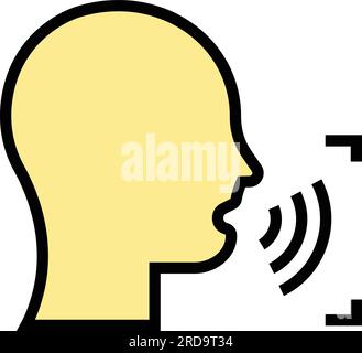 Vecteur de contour d'icône de balayage vocal. Reconnaissance vocale. Couleur de la commande audio plate Illustration de Vecteur