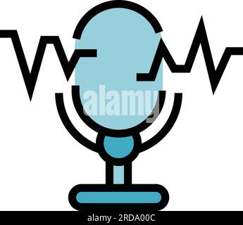 Détecter le vecteur de contour d'icône vocale. Reconnaissance vocale. Couleur de détection sonore plate Illustration de Vecteur