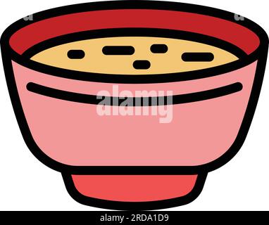 Vecteur de contour d'icône soupe à la crème de haricots. Cuisine croate. Plat couleur repas pois Illustration de Vecteur