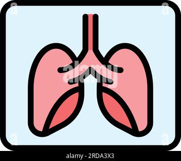 Xray image lungs icon outline vector. Patient cancer. Chest lung color flat Stock Vector