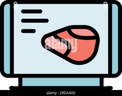 Vecteur de contour de l'icône radiologie. L'échographie médicale. Couleur de soins de santé plat Illustration de Vecteur