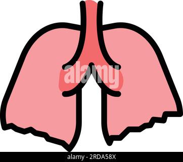 Vecteur de contour de l'icône de radiographie des poumons. Cancer du patient. Santé couleur poitrine plat Illustration de Vecteur
