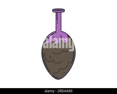 Une bouteille avec une potion de sorcière. Clip Art.. Bouteille avec élixir magique ou poison. Symbole vectoriel occulte. Elément de conception alchimique. Illustration de Vecteur