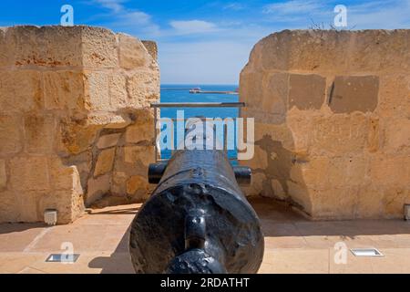 Cannon fort St. Angelo Vittoriosa Valletta Malte Banque D'Images