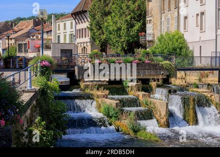 Maisons en bord de rivière Marne Joinville Saint-Dizier haute-Marne Grande est France Banque D'Images