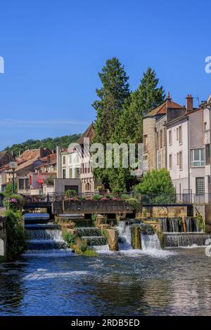 Maisons en bord de rivière Marne Joinville Saint-Dizier haute-Marne Grande est France Banque D'Images