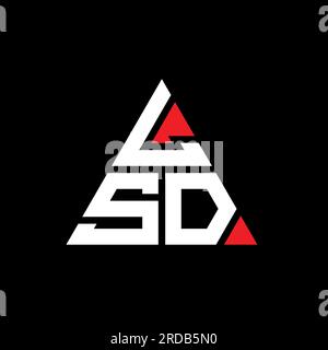 Logo en forme de triangle LSD. Monogramme de logo triangle LSD. Modèle de logo vecteur triangle LSD avec couleur rouge. LSD triangul Illustration de Vecteur