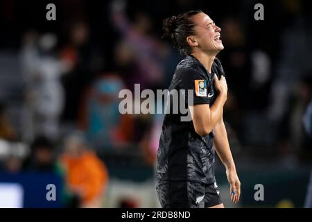 Auckland, Auckland, Nouvelle-Zélande. 20 juillet 2023. Le défenseur néo-zélandais ALI RILEY #7 pleure après avoir remporté le match de la coupe du monde FIFA WomenÃs 2023 contre la Norvège au stade Eden Park à Auckland, en Nouvelle-Zélande. La Nouvelle-Zélande a battu la Norvège 1 - 0. (Image de crédit : © ira L. Black/ZUMA Press Wire) USAGE ÉDITORIAL SEULEMENT! Non destiné à UN USAGE commercial ! Banque D'Images